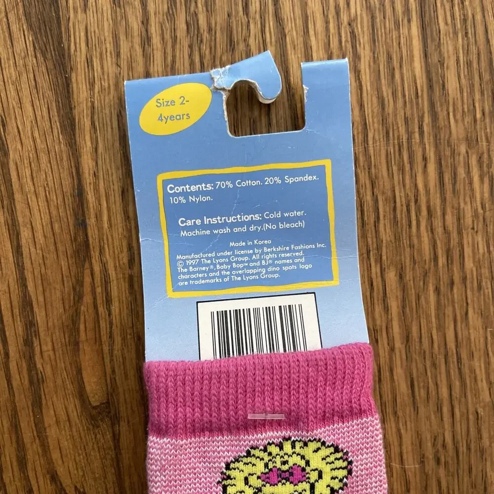 Vintage Barney Toddler Socks 2-4 Years Character Socks Baby Bop New Old Stock